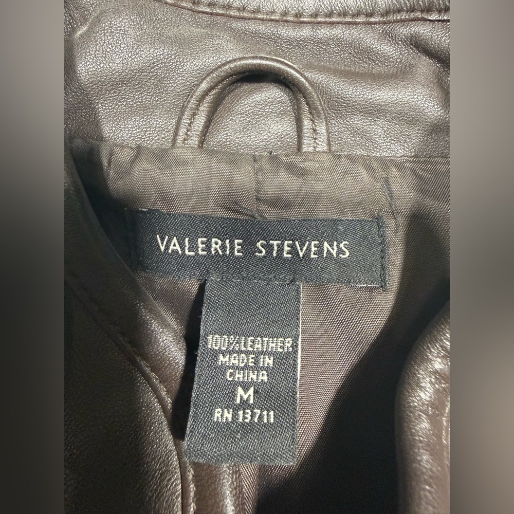 Valerie Stevens Brown Soft‎ Leather Zipper Jacket - Size M - Picture 9 of 12